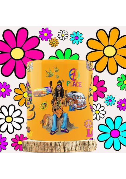 1960'LAR Hippie Temalı Kişiye Özel Isimli Kupa Bardak