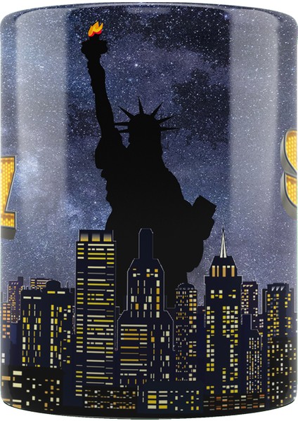 New York Temalı Kişiye Özel Isimli Porselen Kupa Bardak