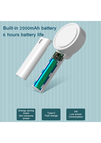 Mini Masaüstü Şarj Edilebilir Vantilatör - Beyaz (Yurt Dışından)