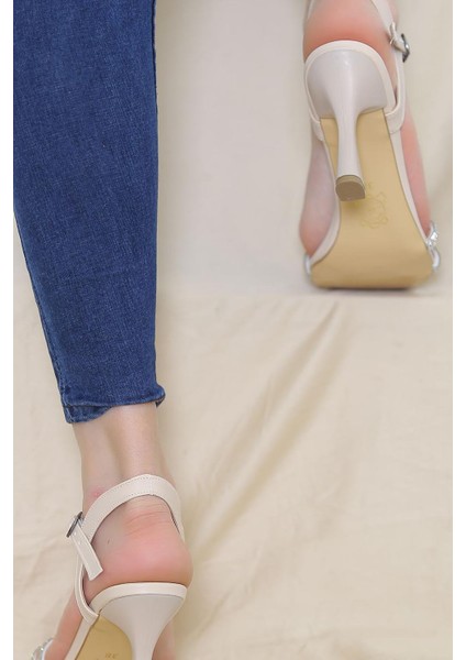 Luna Çift Biye Küt Burun Kadın Taşlı Topuklu Ayakkabı indirimleri