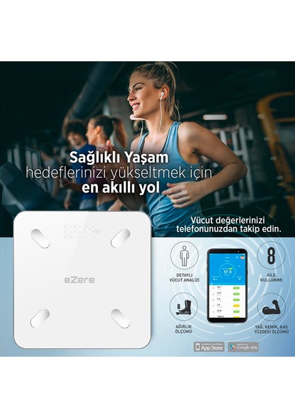 Body Composition Scale Yağ Ölçer Fonksiyonlu Akıllı Bluetooth Tartı Baskül EZ-35094