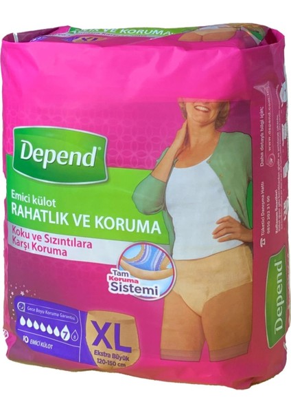 Kadın Emici Külot Xl 50-54 Beden 10LU Paket 120-150CM Bel