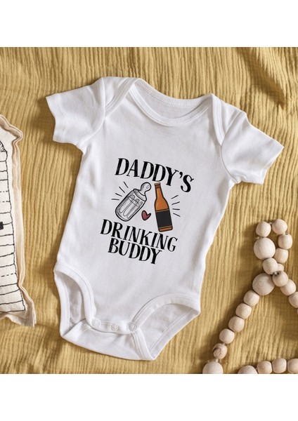 Gift Daddy's Drinking Buddy Tasarımlı Bebek Body Zıbın - Model 2