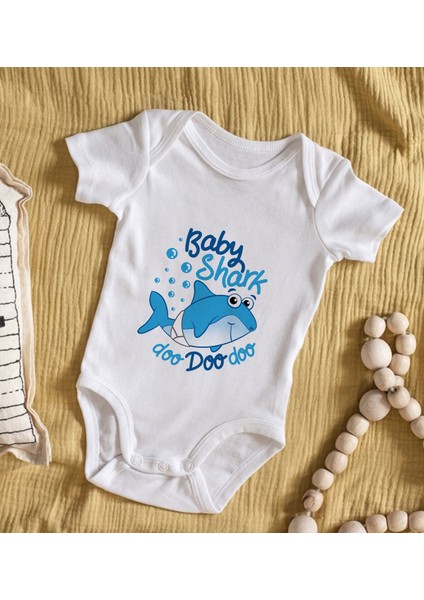 Gift Baby Shark Tasarımlı Bebek Body Zıbın - Model 1