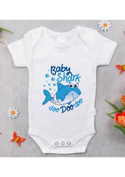 Gift Baby Shark Tasarımlı Bebek Body Zıbın - Model 1 modelleri