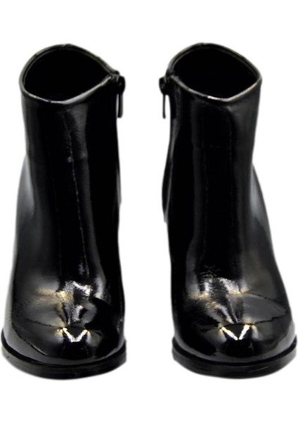 Kadın Rugan Siyah Topuk Detaylı Topuklu Bot indirimleri