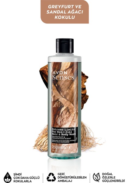 Senses Extreme Limits Greyfurt ve Sandal Kokulu Saç ve Vücut Için Erkek Duş Jeli 250 ml fiyatları