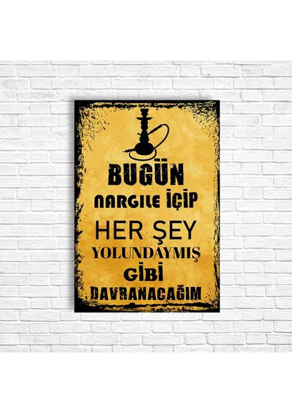 Trend Poster Nargile Retro Ahşap Poster