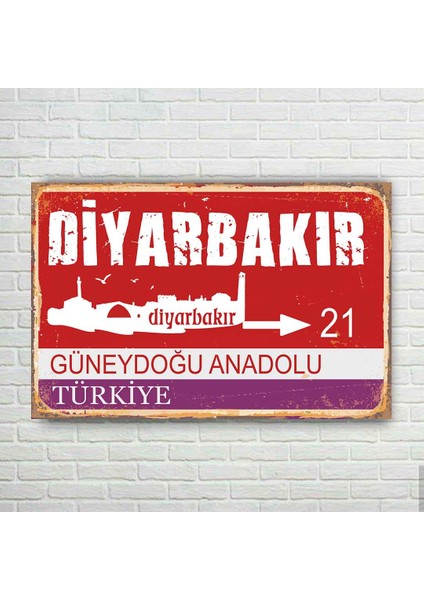 Diyarbakır Plaka Retro Ahşap Poster