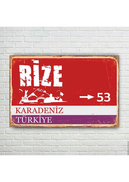 Rize Plaka Retro Ahşap Poster