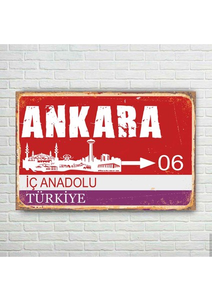 Ankara Plaka Retro Ahşap Poster