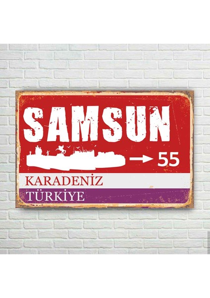 Samsun Plaka Retro Ahşap Poster