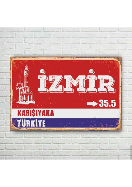 Izmir Plaka Retro Ahşap Poster