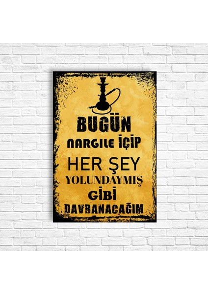 Nargile Retro Ahşap Poster