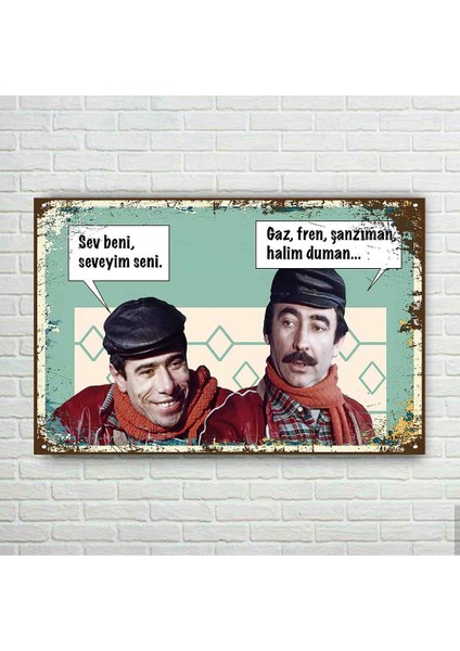 Yeşilçam Şener Şen Ilyas Salman Retro Ahşap Poster