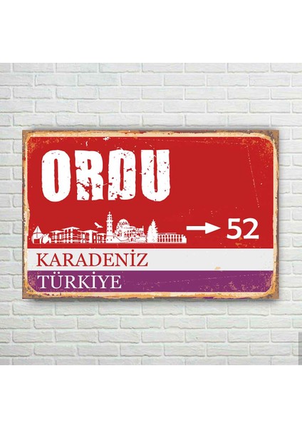 Ordu Plaka Retro Ahşap Poster