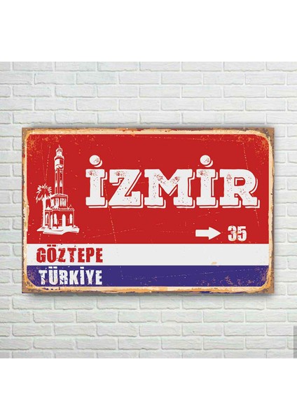 Izmir Plaka Retro Ahşap Poster