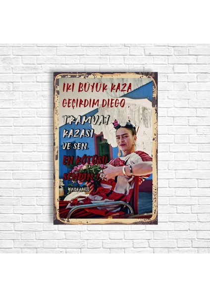 Frida Kahlo Retro Ahşap Poster