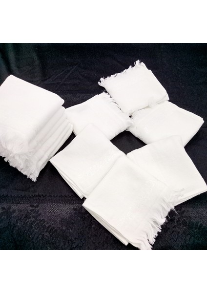 Etamin Işleme Mutfak Havlu Seti 12 Adet 50X30 cm Beyaz
