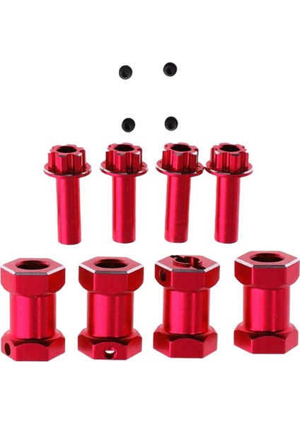 4 Parça Tekerlek Hex Hubs Sürücü Adaptörü Için 1/10 Rc Arabalar Rc Paletli Araba Kamyon Kırmızı(Yurt Dışından)