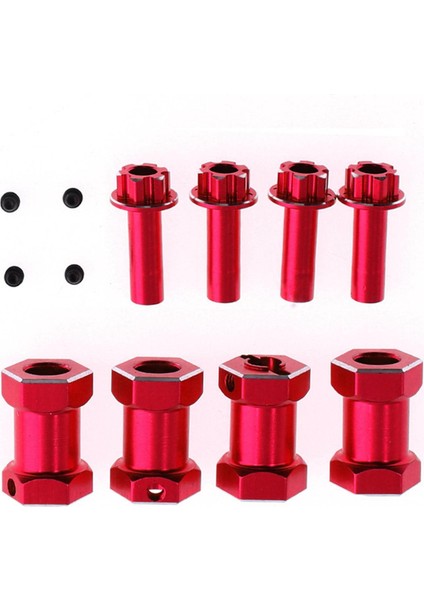 4 Parça Tekerlek Hex Hubs Sürücü Adaptörü Için 1/10 Rc Arabalar Rc Paletli Araba Kamyon Kırmızı(Yurt Dışından)