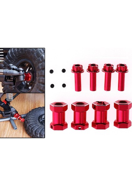 4 Parça Tekerlek Hex Hubs Sürücü Adaptörü Için 1/10 Rc Arabalar Rc Paletli Araba Kamyon Kırmızı(Yurt Dışından)