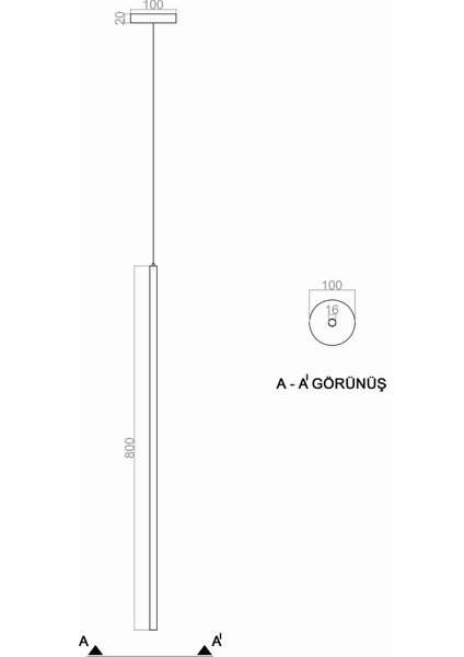 TRA32021 Eco 80 cm LED Avize Sarkıt Mını Rod - Işık Rengi 6500K Soğuk Beyaz indirimleri