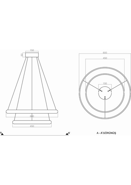 TRA30005A Eco Ø60 cm LED Avize Sarkıt Vısgraat - Işık Rengi 6500K Soğuk Beyaz fırsatları