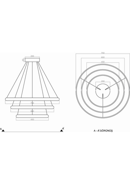 TRA30005 Eco Ø75 cm LED Avize Sarkıt Vısgraat - Işık Rengi 4000K Doğal Beyaz