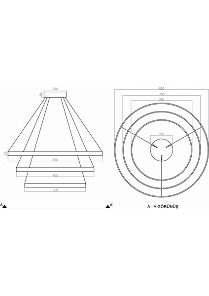 TRA30002 Eco Ø85 cm LED Avize Sarkıt Larga - Işık Rengi 6500K Soğuk Beyaz fırsatları