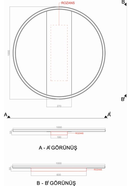 TRA54107D Eco Ø100 cm LED Avize Plafonyer Basıs - Işık Rengi 6500K Soğuk Beyaz