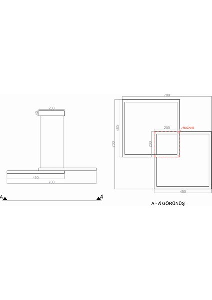 TRA30302 Eco 70*70 cm LED Avize Sarkıt Joınset - Işık Rengi 3000K Sıcak Beyaz