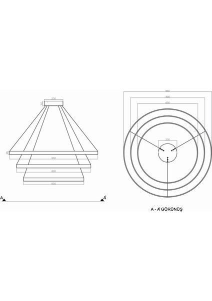 TRA30003 Eco Ø95 cm LED Avize Sarkıt Larga - Işık Rengi 6500K Soğuk Beyaz fırsatları