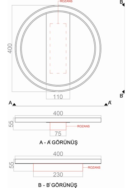 TRA54104D Eco Ø40 cm LED Avize Plafonyer Basıs - Işık Rengi 4000K Doğal Beyaz indirimleri