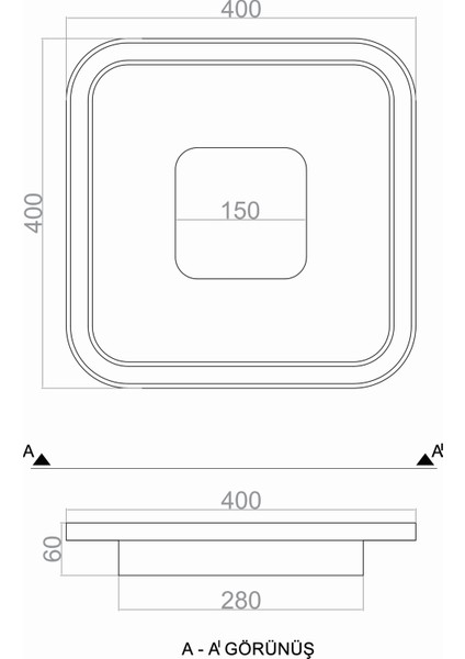 TRA54100K Eco 40*40 cm LED Avize Plafonyer Basıs - Işık Rengi 4000K Doğal Beyaz fırsatları