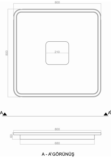 TRA54102K Eco 80*80 cm LED Avize Plafonyer Basıs - Işık Rengi 6500K Soğuk Beyaz fırsatları