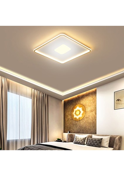 LED Avize Plafonyer Basıs TRA54100K 40*40cm - Boya Rengi:Siyah - Işık Rengi:3000K Sıcak Beyaz