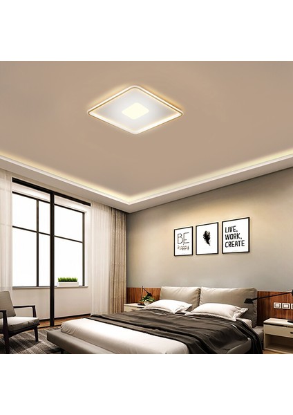 LED Avize Plafonyer Basıs TRA54100K 40*40cm - Boya Rengi:Siyah - Işık Rengi:3000K Sıcak Beyaz