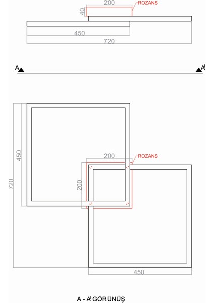 TRA30302P Eco 70*70 cm LED Avize Plafonyer Joınset - Işık Rengi 3000K Sıcak Beyaz