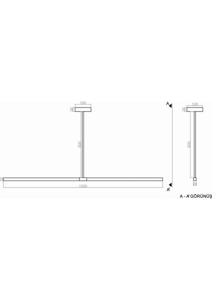 TRA30305 Eco 120 cm LED Avize Sarkıt - Işık Rengi 6500K Soğuk Beyaz