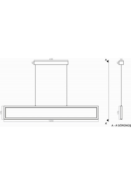 TRA30049 Eco 120*17 cm LED Avize Sarkıt DİK4GEN - Işık Rengi 3000K Sıcak Beyaz