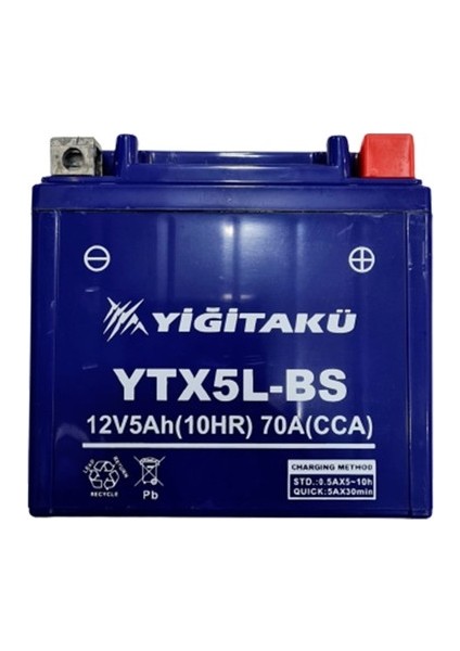 Yiğit Akü 12 V 5 Ah YTX5L Bs Motosiklet Aküsü