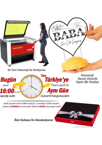 Kalp Şeklinde Babalar Günü Hediyesi, Kişiye Özel Babaya Hediye Isim Yazılı LED Lamba