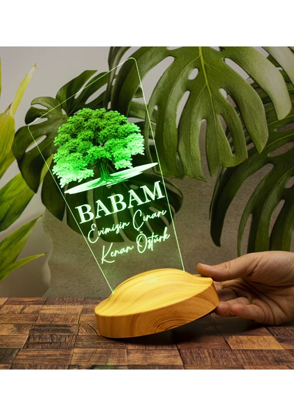 Babaya Hediye, Babalar Günü Hediyesi, Babama Hediye, Baba, Çınar Ağacı Figürlü Renkli LED Lamba Totem Şeklinde