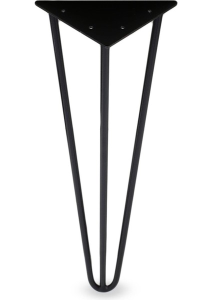 Üçgen Mobilya Masa Sehpa Ayağı 40 cm Mat Siyah Metal Ayak