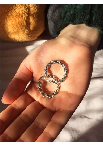 Gümüş Beyaz Halat Küpe