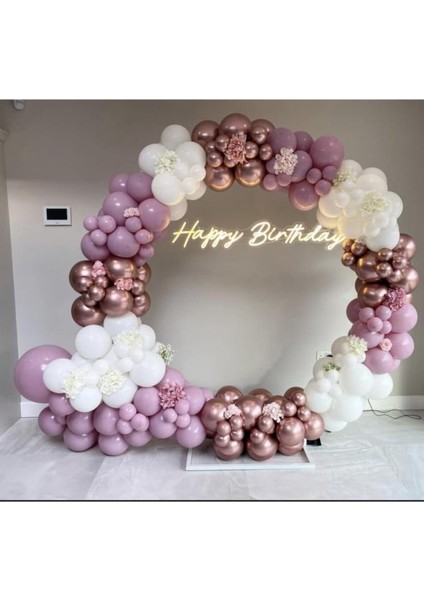 Krom Pembe Toz Pembe ve Beyaz Balon Zinciri 100 Adet