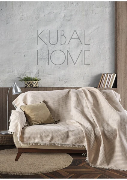 Kubal Home Pudra Organik Pamuk Buldan Koltuk Örtüsü 180 x 230 cm Koltuk Kanepe Çekyat Berjer Örtüsü Şalı