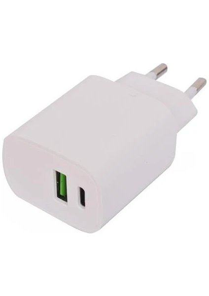 YX-202T 20W PD TYPE-C & USB Şarj Cihazı iPhone Uyumlu Şarj Adaptörü DCA1002 Beyaz