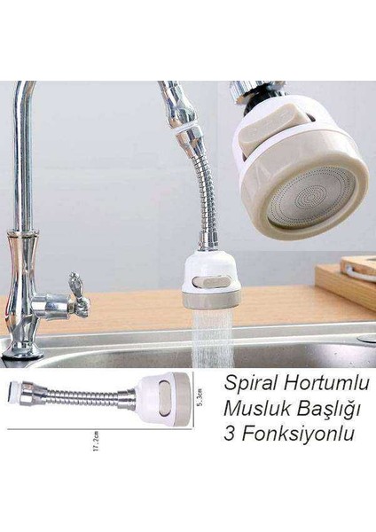 Oynar Başlıklı Spiral 3 Fonksiyonlu Musluk Başlığı